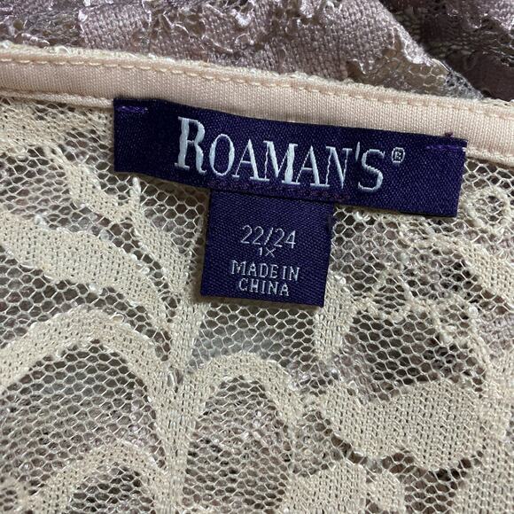 Roaman's Lace Sheer Ombre Bell Sleeve Top 22/24 1X - Picture 6 of 7